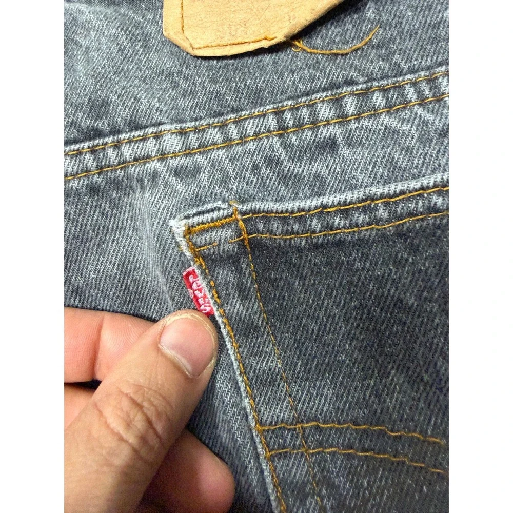 Levi's Jeans Mens 40x27.5 Black 501 Straight Vintage Raw Hem Distressed USA Made
